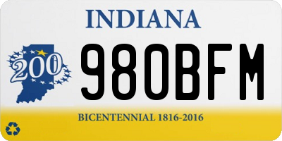 IN license plate 980BFM