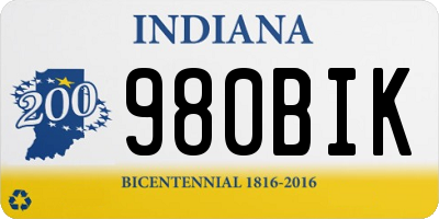IN license plate 980BIK