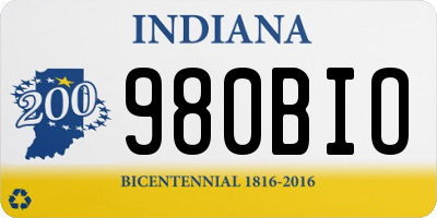 IN license plate 980BIO