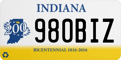 IN license plate 980BIZ