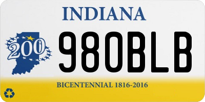 IN license plate 980BLB