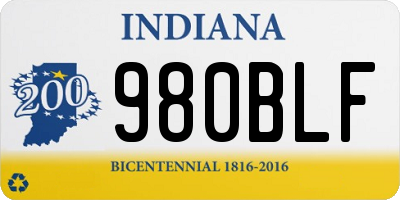 IN license plate 980BLF