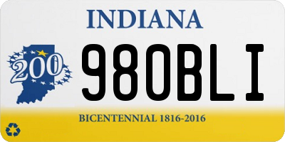 IN license plate 980BLI