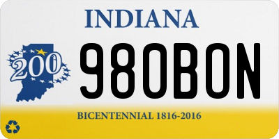 IN license plate 980BON