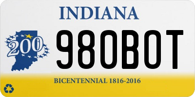 IN license plate 980BOT