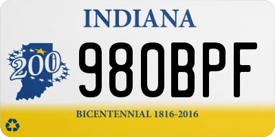 IN license plate 980BPF