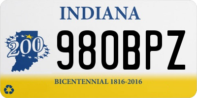 IN license plate 980BPZ