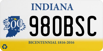IN license plate 980BSC