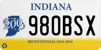 IN license plate 980BSX