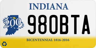 IN license plate 980BTA