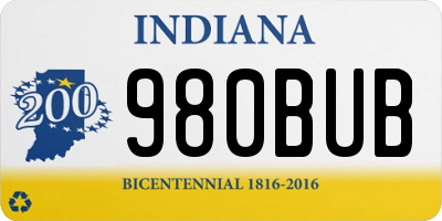 IN license plate 980BUB