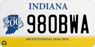 IN license plate 980BWA