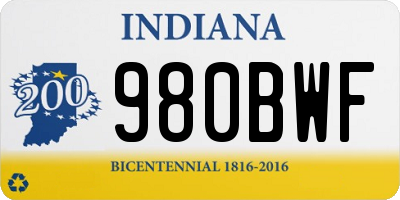 IN license plate 980BWF