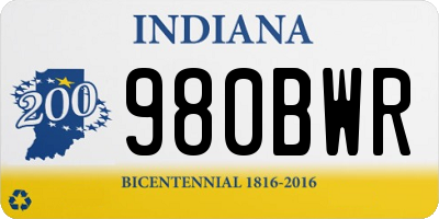 IN license plate 980BWR