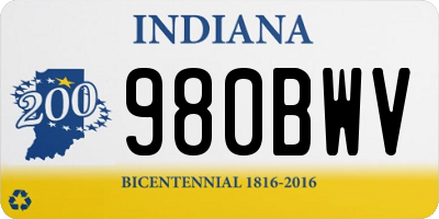 IN license plate 980BWV