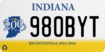IN license plate 980BYT