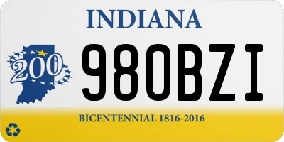 IN license plate 980BZI