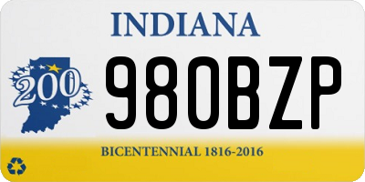 IN license plate 980BZP