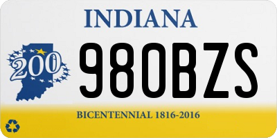 IN license plate 980BZS