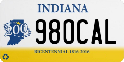 IN license plate 980CAL