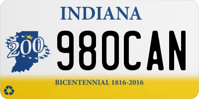 IN license plate 980CAN