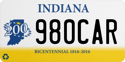 IN license plate 980CAR