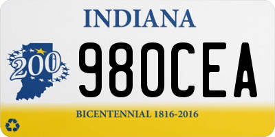 IN license plate 980CEA