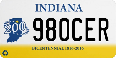 IN license plate 980CER