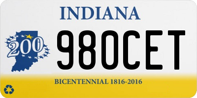 IN license plate 980CET