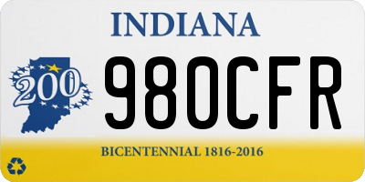IN license plate 980CFR