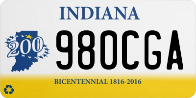IN license plate 980CGA