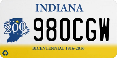 IN license plate 980CGW