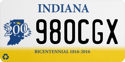 IN license plate 980CGX