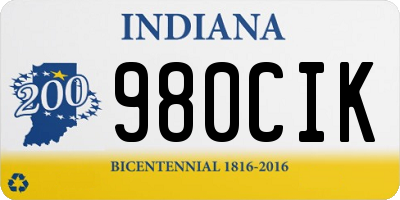 IN license plate 980CIK