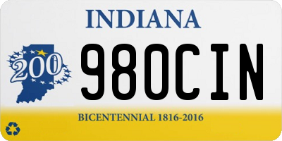 IN license plate 980CIN