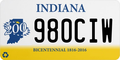 IN license plate 980CIW