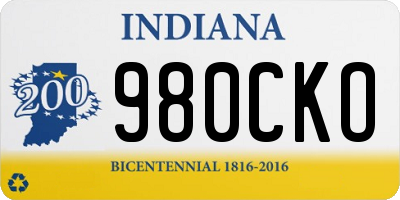 IN license plate 980CKO