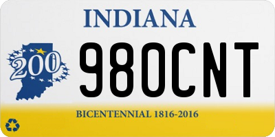 IN license plate 980CNT