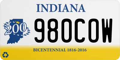 IN license plate 980COW