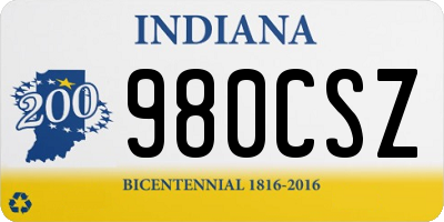 IN license plate 980CSZ
