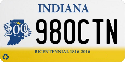 IN license plate 980CTN