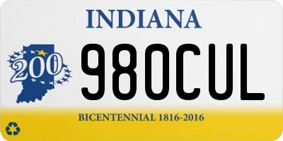 IN license plate 980CUL