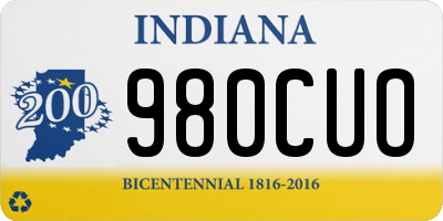 IN license plate 980CUO