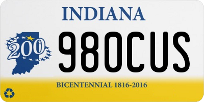 IN license plate 980CUS