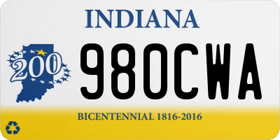 IN license plate 980CWA