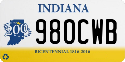 IN license plate 980CWB