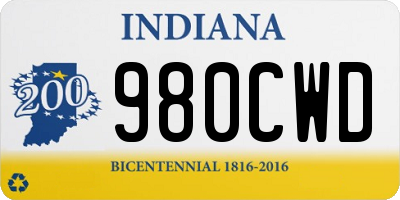 IN license plate 980CWD