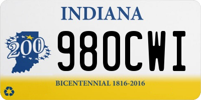 IN license plate 980CWI