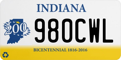 IN license plate 980CWL