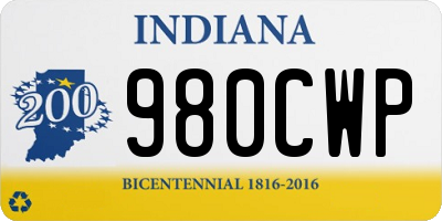 IN license plate 980CWP